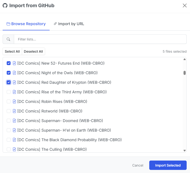 GitHub Import Modal