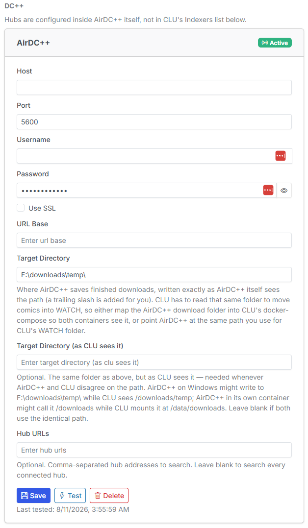 AirDC++ client setup