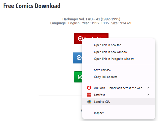 Send download to CLU