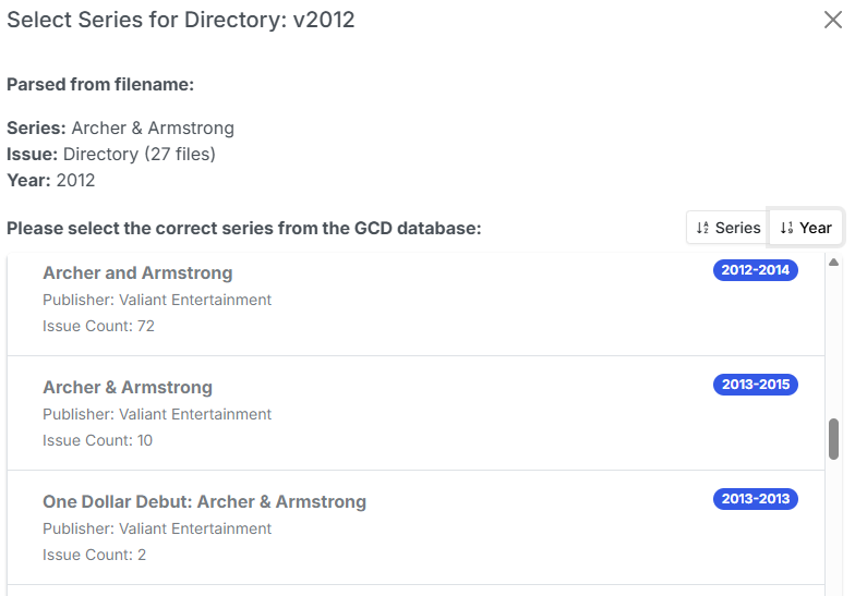 Series Name - Select Match