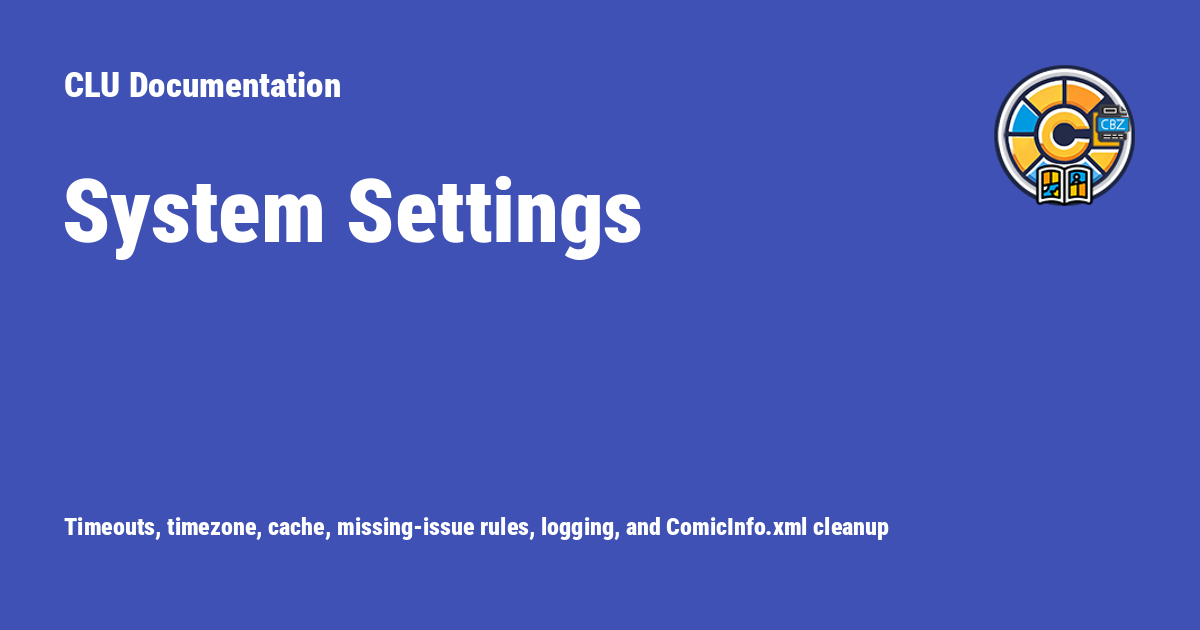 System Settings - CLU Documentation