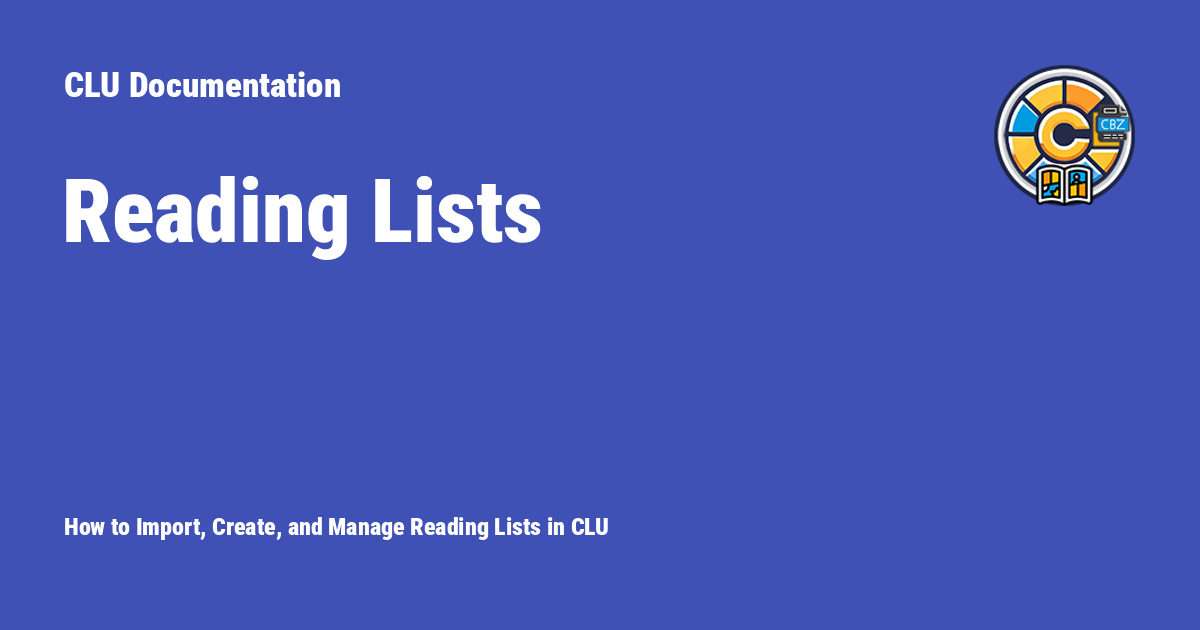 Reading Lists - CLU Documentation