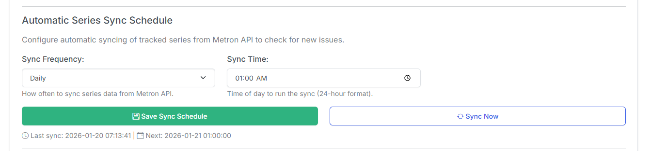 Metron Sync Schedule