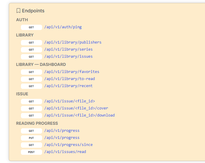 External API docs