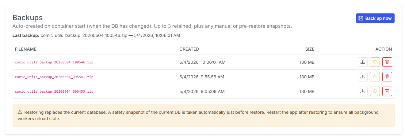 Database backup and restore