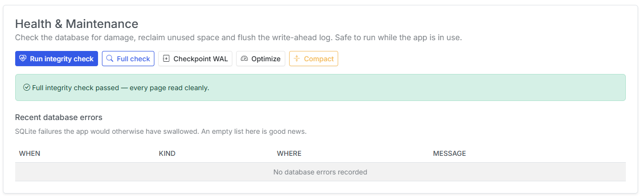 Database Maintenance