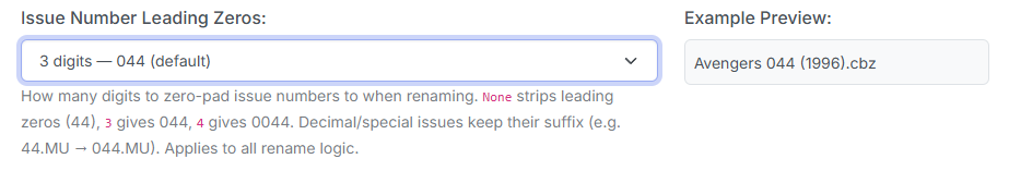 Issue leading-zero setting