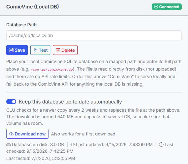 Auto-Update Local ComicVine DB