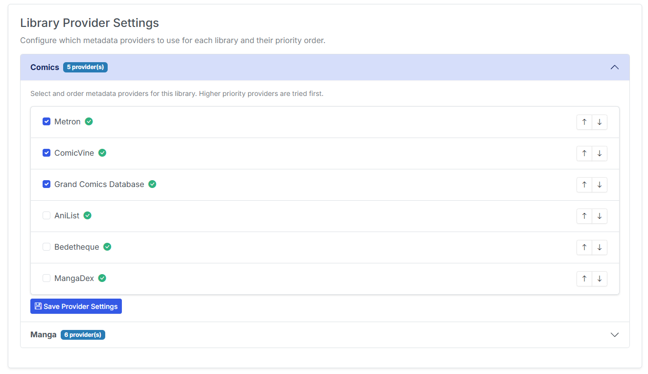 Assign Metadata Providers to Libraries