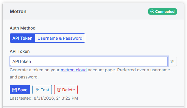 Metron auth method picker