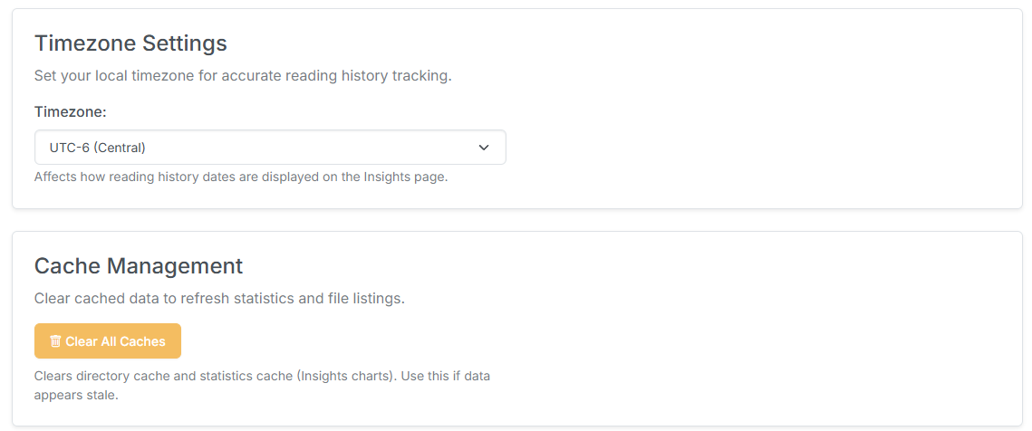Timezone and Cache Management