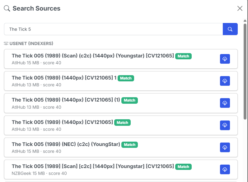 Usenet Search Results UI